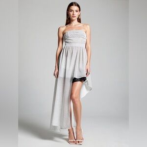 Love Point Pin Up Style Polka Dot Bustier Dress With Side Train